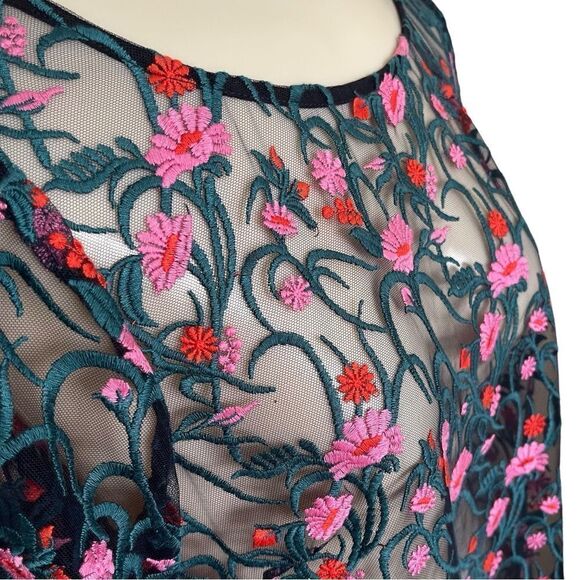 Anthro Moulinette Soeurs Floral Embroidered Lace Mesh Net Sheath Tunic Top - Picture 9 of 16